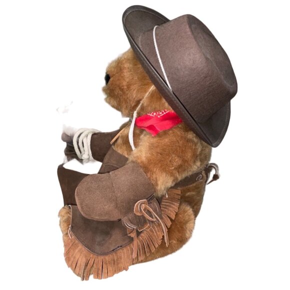 Cowboy Teddy Bear By Dakin With Hat & Bandana Plush Toy Collectible 12" Vintage - Picture 2 of 13